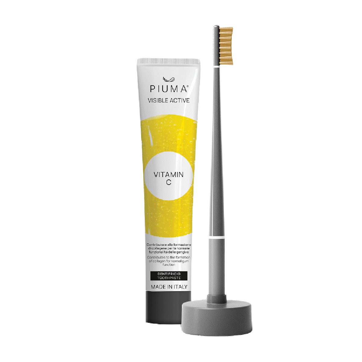 Piuma Vit C Asphalt Grey dárkový set pro zdravé dásně a bílé zuby