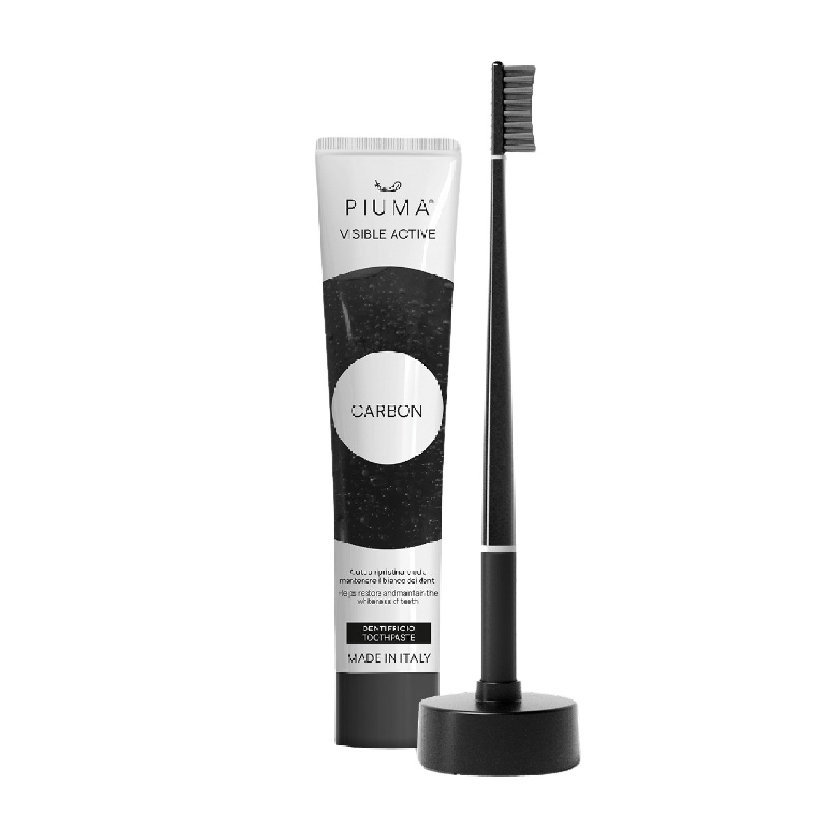 Piuma Perfect Black dárkový set pro přirozeně bílé zuby a svěží dech