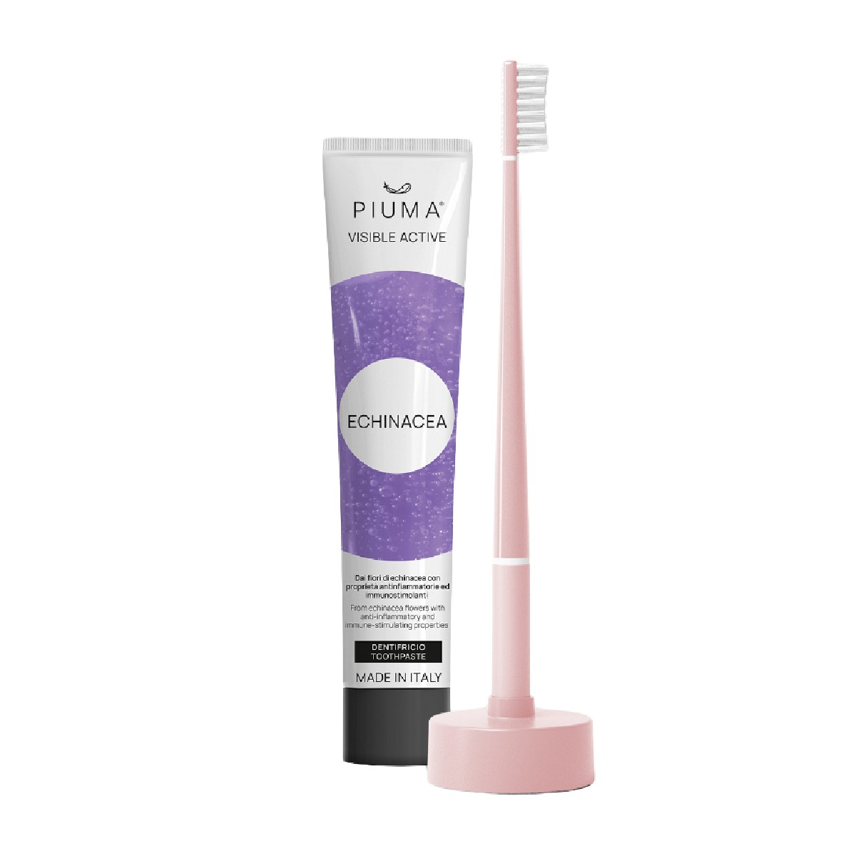 Piuma Echinacea Baby Pink dárkový set pro protizánětlivou péči o zuby