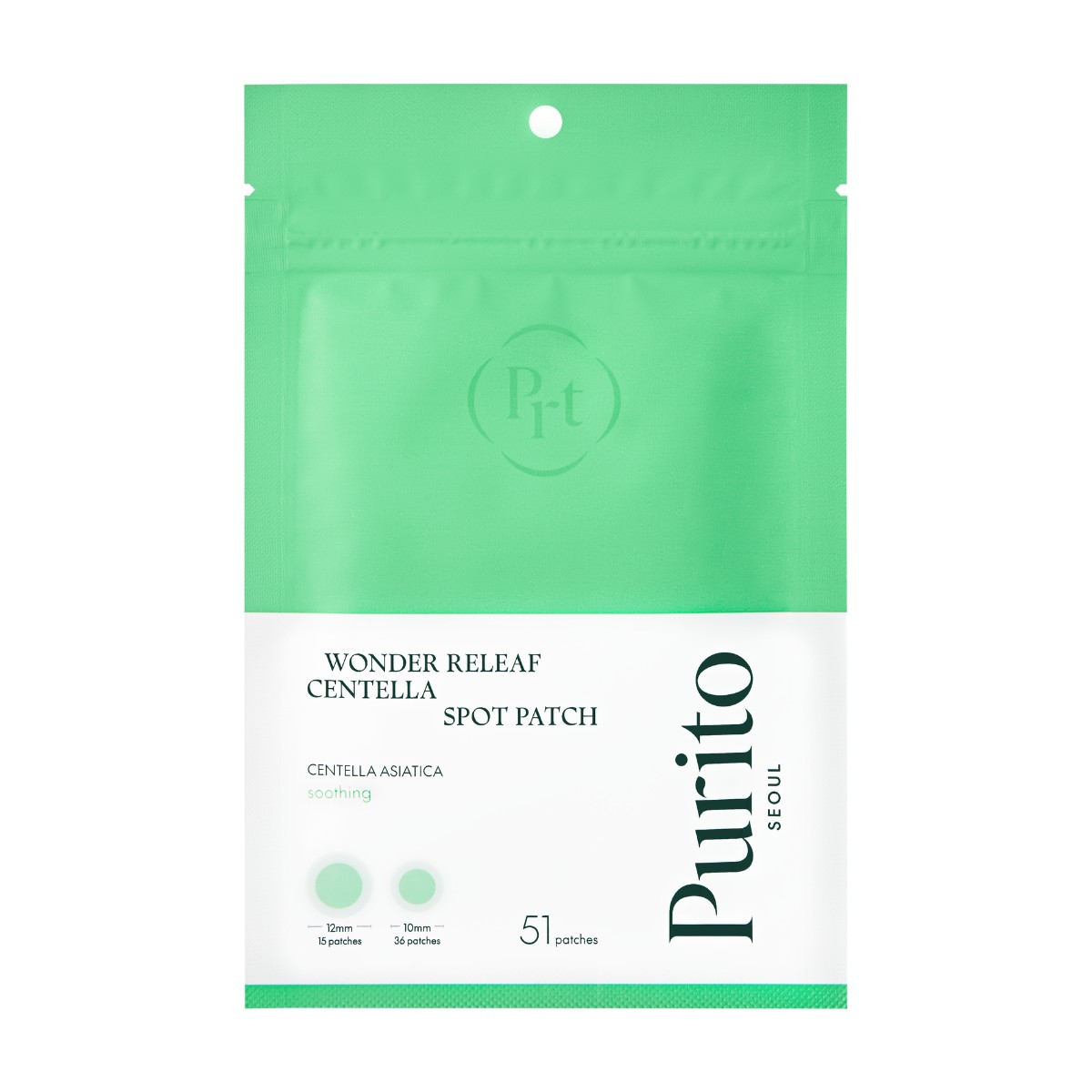 PURITO Voděodolné náplasti na akné Wonder Releaf Centella Spot Patch (51 náplastí)